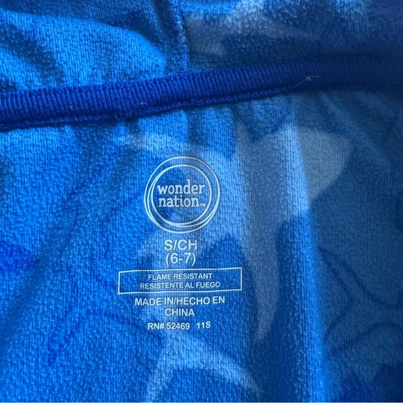 🟢3/$15 Wonder Nation Shark Pajamas (Boys 6/7) Fleece Zip-Up One-Piece - Picture 5 of 9